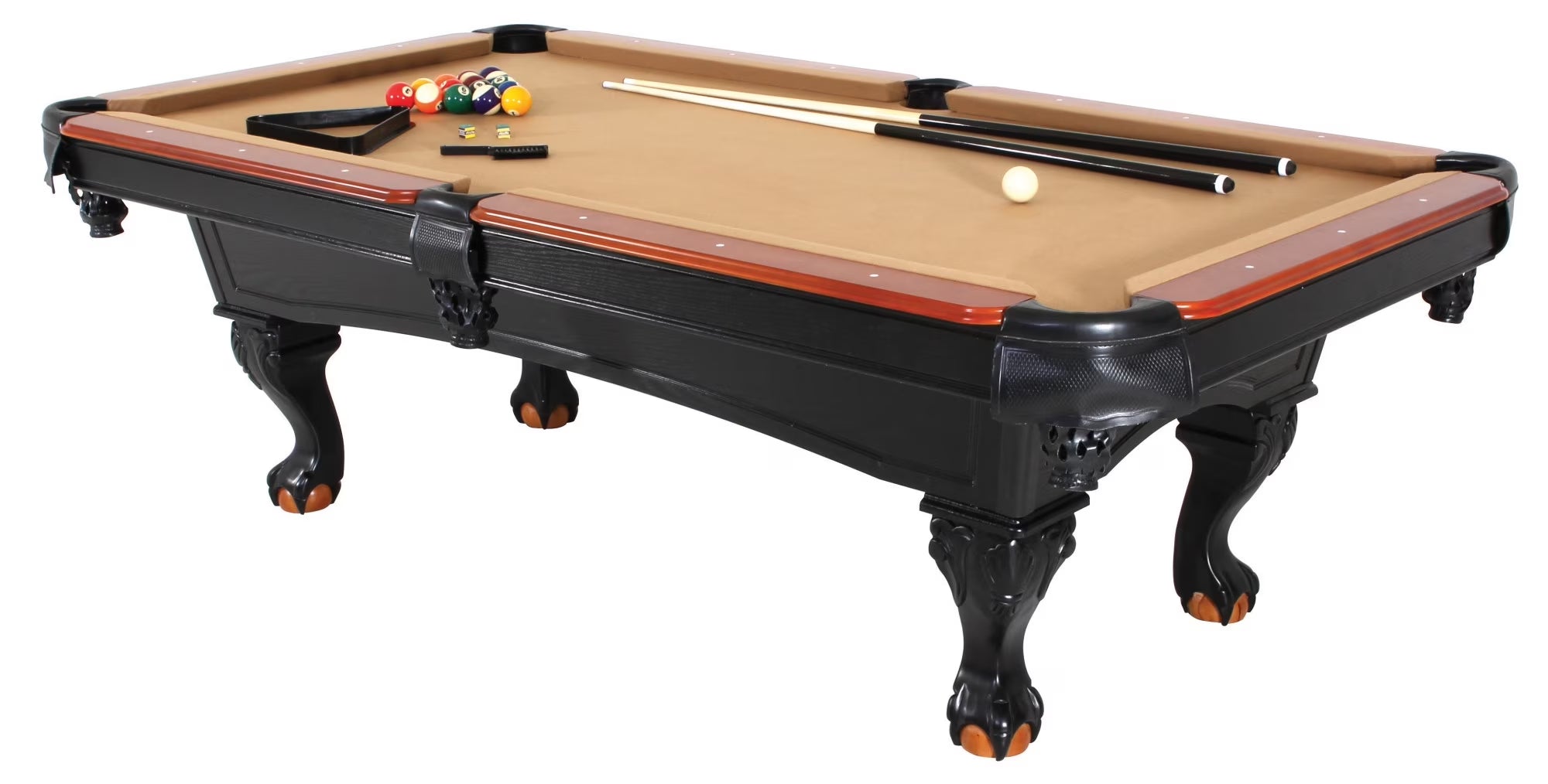 8' Covington Billiard Table with Carved Solid-Wood Legs and Antiqued Wood Finish