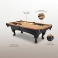 8-Foot Covington Billiard Table with Carved Solid-Wood Legs