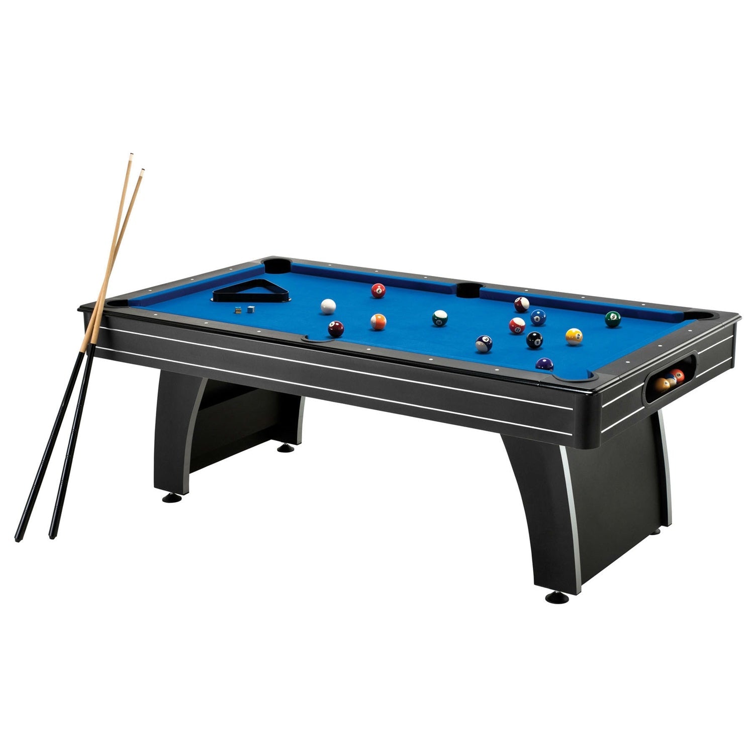 7-Ft Blue Top Pool Table with 2 Cues and Billiard Balls