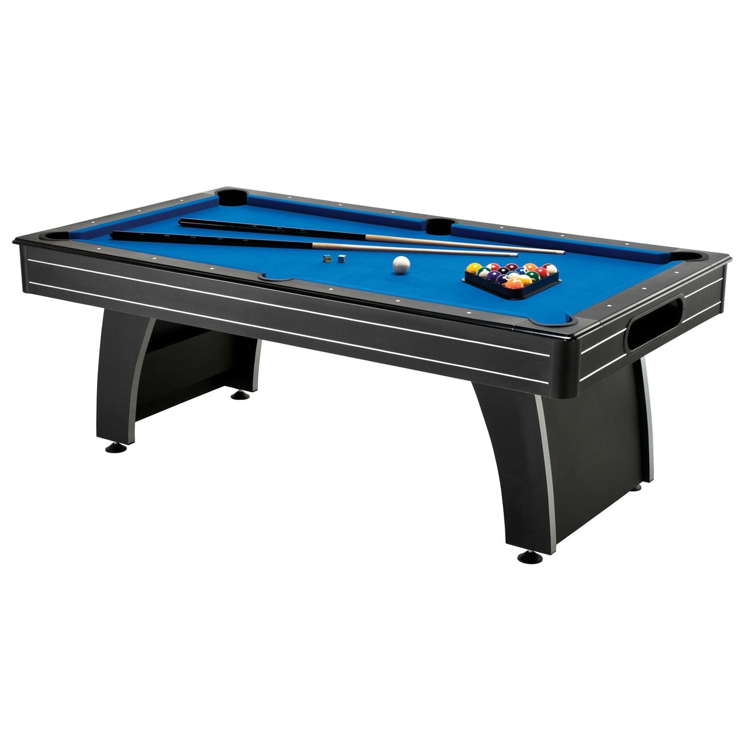 7-Ft Blue Top Pool Table with 2 Cues and Billiard Balls