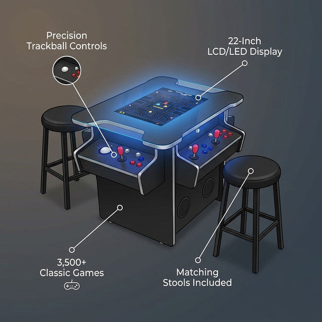 TRACKBALL Cocktail Arcade Machine 3515 Multi Cade Retro 3500 Games Cabinet — Lifestyle