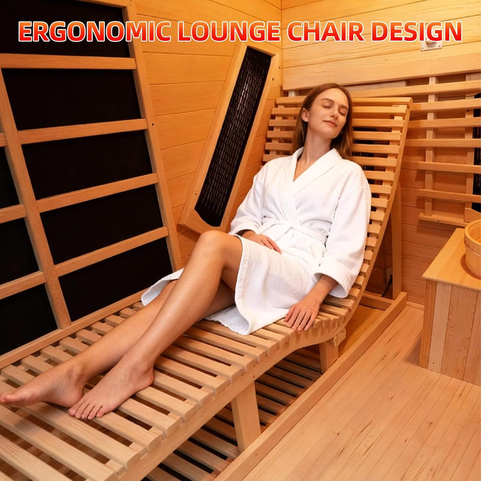 Rövia Oasis 3-Person Indoor Hybrid Sauna Room With Built-In Lounge Chair